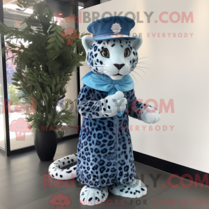 Blue Leopard mascot costume...