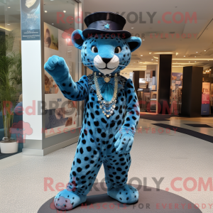 Blue Leopard mascot costume...