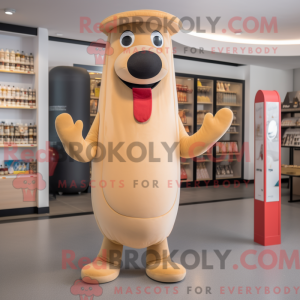 Beige Hot Dog maskot...
