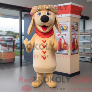 Beige Hot Dog maskot...