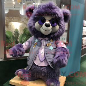 Lavendel brillebjørn maskot...