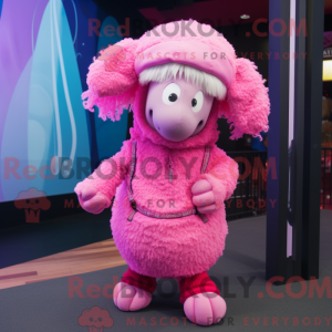 Pink Merino Sheep maskot...