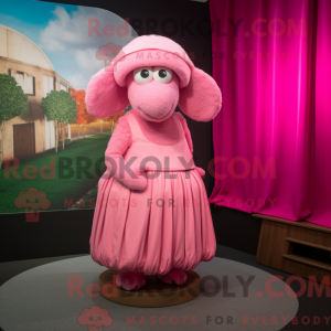 Pink Merino Sheep mascot...