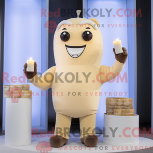Postava maskota s béžovou...