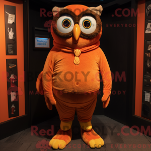Orange ugle maskot kostume...