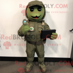 Máscara de máscara Olive Commando com capuz e macacão - Mascotes de comando - REBROKO_338680 - RedBrokoly.com