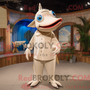 Beige sværdfisk maskot...