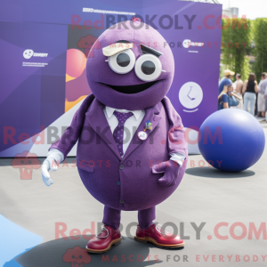 Purple Petanque Ball mascot...
