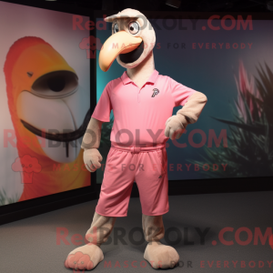 Tan Flamingo maskot kostume...