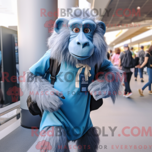 Blue Baboon mascot costume...