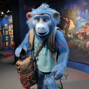 Blue Baboon mascot costume...