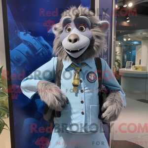 Blue Baboon mascot costume...