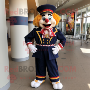 Navy Clown mascot costume character dressed with a Dress Shirt and Scarf clips