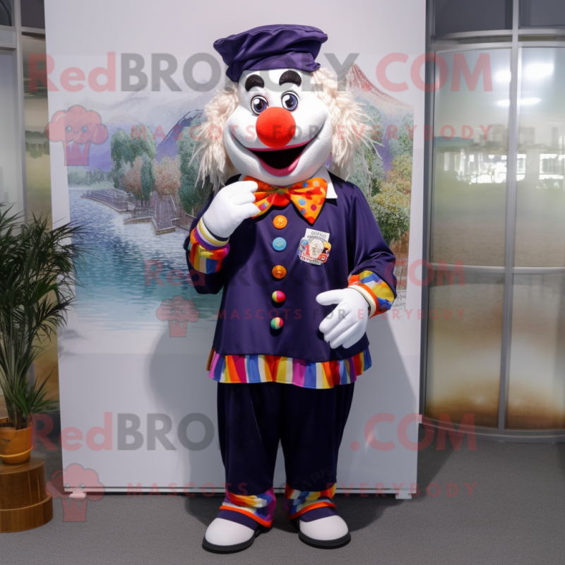 Navy Clown mascot costume character dressed with a Dress Shirt and Scarf clips Navy Clown mascot costume character dressed with a Dress Shirt and Scarf clips