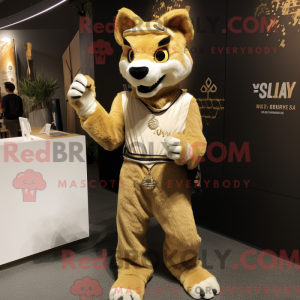 Gold Lynx maskot kostume...