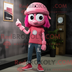 Rosa men maskotdraktfigur...