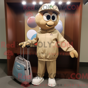 Tan golfbold maskot kostume...