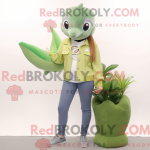 Olive Dolphin maskot kostym...