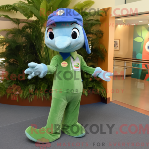 Olive Dolphin maskot kostym...