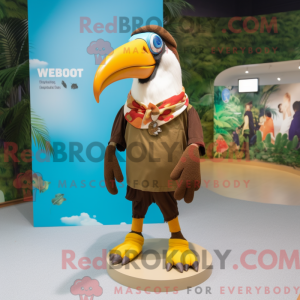 Brun Toucan maskot kostume...