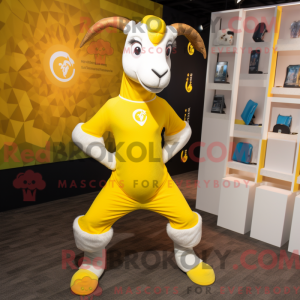 Gele geit mascotte kostuum...