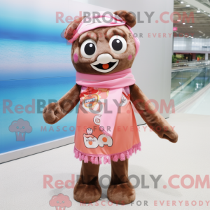 Brun Pink maskot kostume...