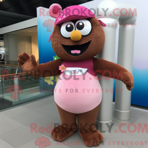 Bruin-roze mascottekostuum...