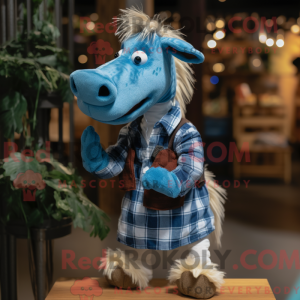 Blå Quagga maskot kostume...