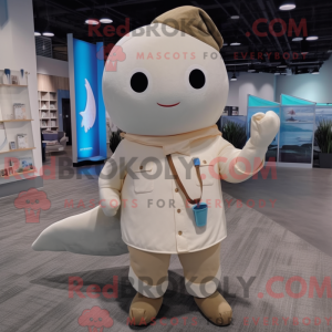 Beige Narwhal maskot...