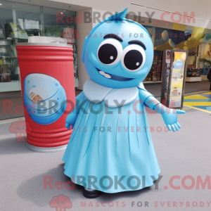 Sky Blue Soda Can maskot...