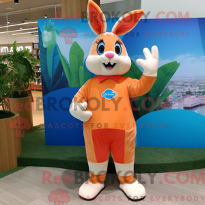Peach Rabbit Maskottchen...