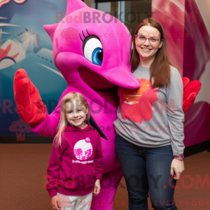 Magenta Delfin Maskottchen...