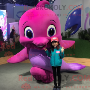 Magenta Delfin Maskottchen...