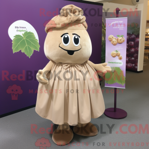 Tan Grape mascottekostuum...