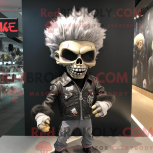 Gray Skull maskot kostume...