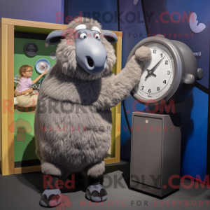 Gray Suffolk Sheep mascot...