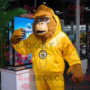 Gul Gorilla maskot kostume...