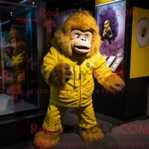 Gul Gorilla maskot kostume...