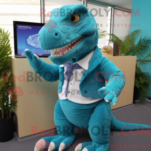 Turkis T Rex maskot kostume...