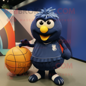 Navy Handball Ball mascot costume character dressed with a Pleated Skirt and Clutch bags