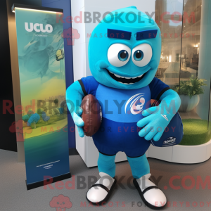 Cyan Rugby Ball maskot...