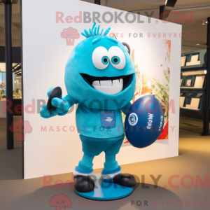 Cyan Rugby Ball mascot...
