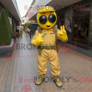 Gul soldat maskot drakt...