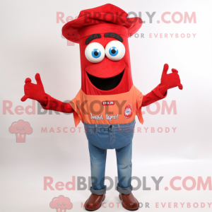 Rød Paella-maskotdraktfigur...