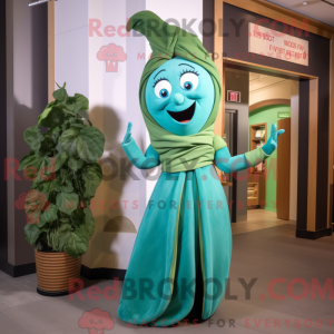 Teal Beanstalk maskot...
