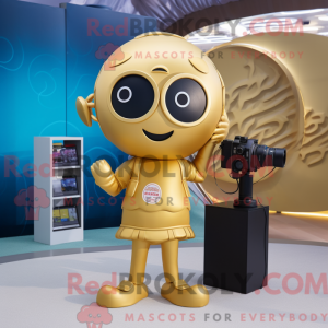 Gold Camera maskot kostume...