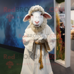 nan Sheep mascot costume character dressed with a Wrap Dress and Earrings
