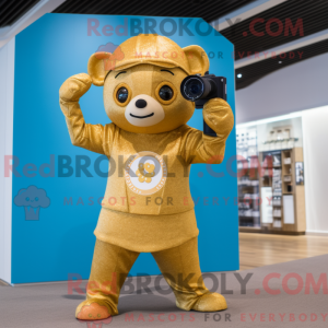 Gold Camera maskot kostume...