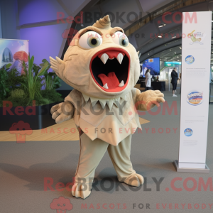 Beige Piranha mascot...
