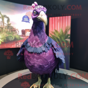 Fantasia de mascote de pintada roxa com macacão e xales - Mascotes pintadas - REBROKO_339472 - RedBrokoly.com